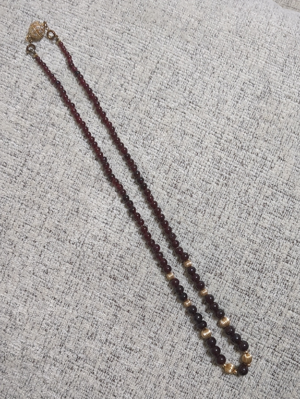 Genuine Garnet Bead Necklace - Picture 2 of 6